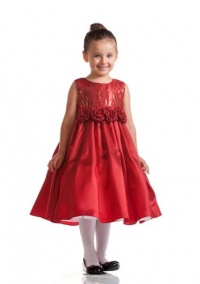 Brigitte Sequin Wave Flower Girl Dress for Girls Fancy Dress Color: Red Fancy Dress Size: Size 7-8