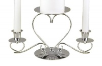 Hortense B. Hewitt Wedding Accessories, Unity Candle Stand, Triple Heart, Silver, 10.5-Inches x 5.5-Inches