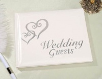 Linked Hearts Wedding Guest Book Silver