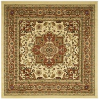 Safavieh LNH330R Lyndhurst Collection Ivory and Rust Square Area Rug, 6-Feet