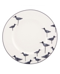 Cute sea birds flock to the table on this porcelain Sandpiper accent plate, a whimsical addition to nautical-themed Wickford dinnerware from kate spade new york.