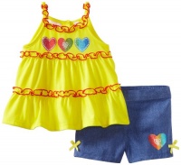 Kids Headquarters Baby-girls Infant Baby Headquarters Top With Blue Short, Yellow, 24 Months