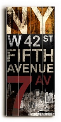 New York 10x24 Artistic Planked Wood Sign by Cory Steffen