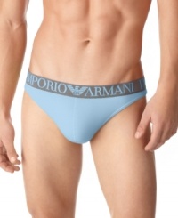 Get the freedom you want with the support you need with these thong briefs from Armani.