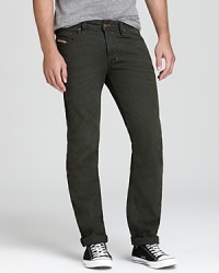 Diesel updates the always-cool 5-pocket jean with a slimmer straight fit.