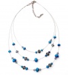 Charter Club Necklace, Blue Beaded 3 Row Illusion Necklace