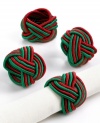 Tie up loose ends at your holiday table with braided napkin rings. Red and green cord add effortless cheer to every Christmas gathering.