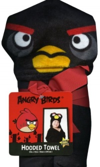 Angry Birds Black Kids Hooded Bath, Pool or Beach Towel - 22x51 Inches