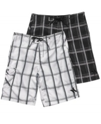 Get ready for some all-around fun in these classic plaid board shorts from Hurley.