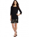 ERIN Erin Fetherston Women's Embellished Border Shift Dress, Black/Black, 8