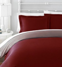 Charter Club Essentials Basics Duvet Set Twin Red/Taupe