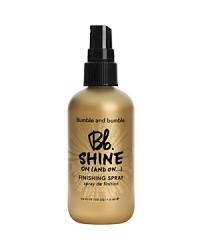 A high-shine glossing mist. This brilliant finishing spray can be layered over any product; it's light in every sense of the word (and excellent for all hair types). Controls flyaways and delivers a reflective, lightweight veil to styled hair The Shine family is excellent for all hair types and compatible with color-treated hair.Usage: For high shine and flyaway control, mist directly onto dry, styled hair. For separation, spray in palms and detail with fingertips. Layer over any product. Use sparingly.Product Recipe: 1. Spray Shine On Finishing Spray on top of Tonic Lotion for a moisture, smoothness and shine. 2. Layer Thickening Hairspray under Shine On Finishing Spray for volume, hold and a high gloss finish.