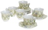 Yedi Houseware Classic Coffee and Tea Butterfly Espresso Cups and Saucers, Green, Set of 6