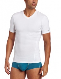 Calvin Klein Men's Core Sculpt Compression Short Sleeve V-Neck Tee, White, X-Large