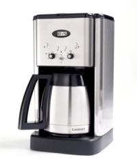 Stay in bed ten minutes longer - the coffee will brew itself! Cuisinart's sleek coffee maker delivers a bold, aromatic brew whenever you want it, maximizing flavor with its with a two brewing cycles and variable temperature control. 90-day limited warranty. Model DCC-1400.