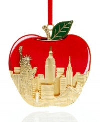 There's nothing like Christmas in New York City. Take a bite out of the Big Apple with the gold-plated ornament celebrating the famed skyline. By ChemArt.