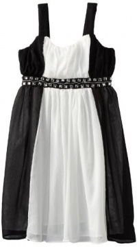 Bloome Girls 7-16 Plus Size Chiffon Dress, Black/White, 14.5