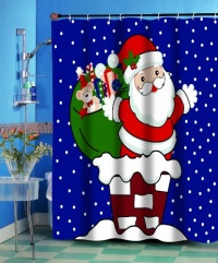 Up on the Rooftop Fabric Holiday Shower Curtain