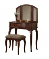 Bobkona Jaden Collection Vanity Set with Stool, Cherry