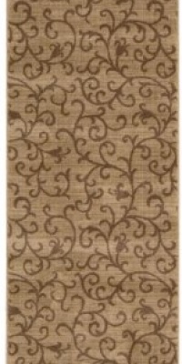 Nourison Zanibar Small Scroll Gold 2.3-Feet by 8-Feet Polyacrylic Runner Rug