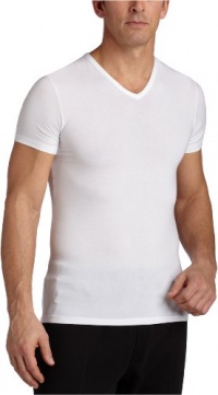 Calvin Klein Men's Micro Modal Short Sleeve V-Neck,White,Medium