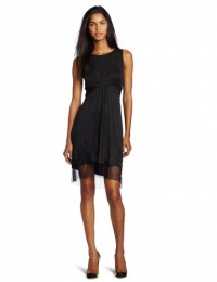 BCBGMAXAZRIA Women's Minette Sleeveless Draped Dress With Lace