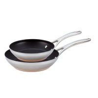 Anolon Nouvelle Copper Stainless Steel 8-Inch and 9-1/2-Inch Nonstick Skillet Twin Pack