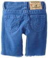 True Religion Boys 2-7 Geno Slim Fit Cut Off Light Weight Overdye Cord Short, Royal Blue, 14