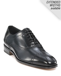 Cap toe wing tip in luxurious Italian leather.