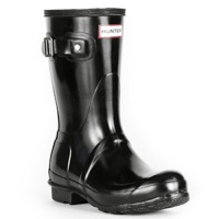 Hunter Women's Original Short Gloss Boot,Black,9 M US (7 UK)