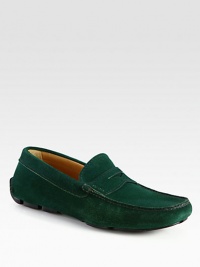 Sophisticated suede features a subtle logo detail rubber grip soles.Suede upperLeather liningRubber soleMade in Italy