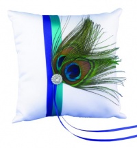 Hortense B. Hewitt Wedding Accessories Ring Pillow, Peacock Plume