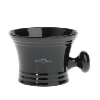 Edwin Jagger Rn46 Traditional Black Porcelain Shaving Soap Bowl With Handle, Black