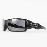 Oakley Oil Rig in Polished Black w/Ghost Text / Black Iridium Sunglasses (24-058)