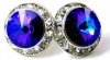 12MM Iridescent Jewel Tone Heliotrope Violet, Blue & Green Swarovski Crystal Elements Round Rondelle Stud Earrings, Hypoallergenic Posts