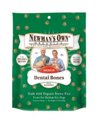 Newman's Own Organics Dental Bones, Medium, for Medium Sized Dogs, 9.17-Ounce Bag (Pack of 3)