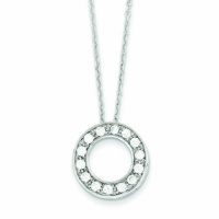 Genuine .925 Sterling Silver Cz Circle Necklace 16 Inch Length 2.4 Grams. 100% Satisfaction Guaranteed.