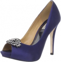 Badgley Mischka Women's Goodie Peep-Toe Pump, Navy, 8 M US