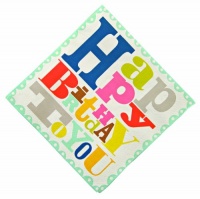 Meri Meri Happy Birthday Patterned Party 5-Inch Small Napkins, 20-Pack