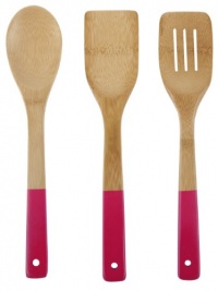 Core Bamboo 2972 3-Piece Colored Utensil Set, Magenta