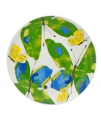 Flight of fancy. Emblazoned with an enchanting butterfly motif, the vividly hued Papillion Dream salad plate from Vera adds a delightful touch of whimsy to any table. (Clearance)