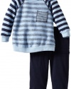 Splendid Littles Baby-Boys  Navy Stripe Active Sweatshirt Set, Sky, 12-18 Months