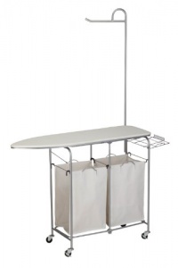 Honey-Can-Do Rolling Laundry Sorter with Ironing Board and Shirt Hanger