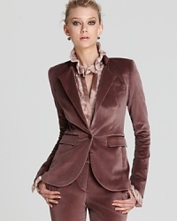 Bring luxe texture to your winter looks with this sumptuous Rachel Zoe velvet blazer with satin accents.