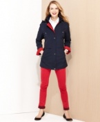 A classic look with maritime appeal, Nautica's anorak features contrast facing in a bold red hue!