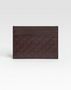 Microguccissima leather card case with leather trim.Five card slots3.9W x 2.8HMade in Italy