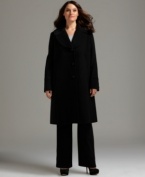 In a classic walker style, this wool-blend Jones New York plus size coat is perfect for a modern, sophisticated look. Tailored details a create a sleek shape.