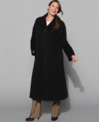 Get full coverage from the elements in Jones New York's plus size maxi coat. A sumptuous wool-alpaca blend fabric adds an extra-soft touch.