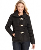 Snuggle into Charter Club's cozy puffer jacket, complete with goldtone hardware for a chic take on cold-weather style.