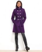 GUESS gives your winter look a jolt of style with a wool-blend funnel-collar coat. A epaulets and double-breasted buttons give this topper a touch of military-inspired chic.